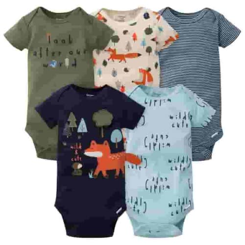 Gerber Onesies Brand Baby Boy Short Sleeve Bodysuits, 5 Pack, Sizes Newborn - 24 Months
