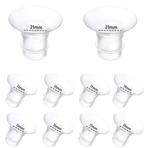 10Pcs Breast Pump Flange Insert 13/15/17/19/21mm*2 Compatible with Momcozy/Spectra/Medela/eufy/Elvie/Lansinoh/Paruu P10 Breast Pump, Fit for Momcozy M5/M9/M6/V2 Pro/V2 pro/S12 Pro/eufy E10 S1 S1 Pro