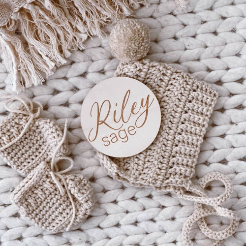 Personalized Baby Name Wood Announcement | Classic Script Duo