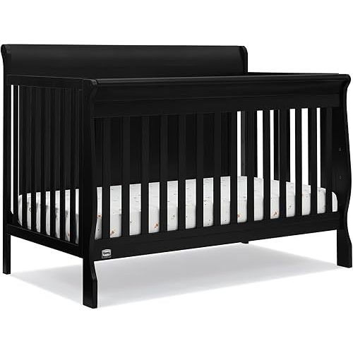 Simmons Kids Carter 6-in-1 Convertible Crib - Greenguard Gold Certified, Black Ebony