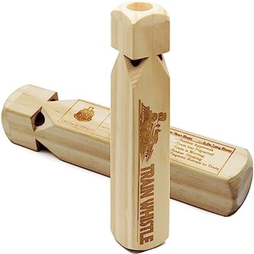 Wooden Train Whistle (2 Pack) 4 Tone Educational,Party favors Toy Gift with Blast Chart for Kids