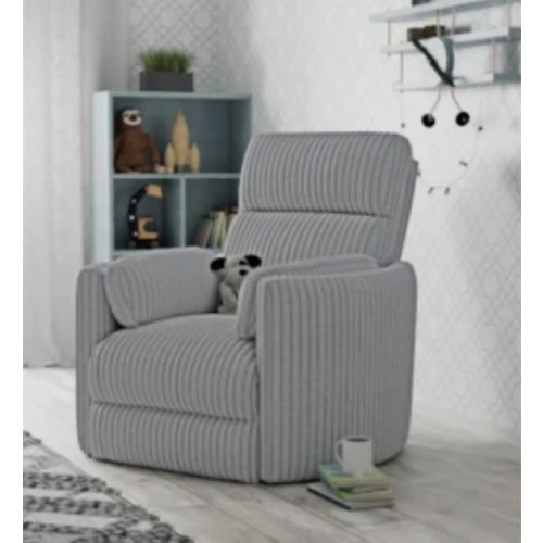 Rayna Grey Plush Nursery Channeled 40" Power Swivel Glider Recliner With USB Port | Living Spaces