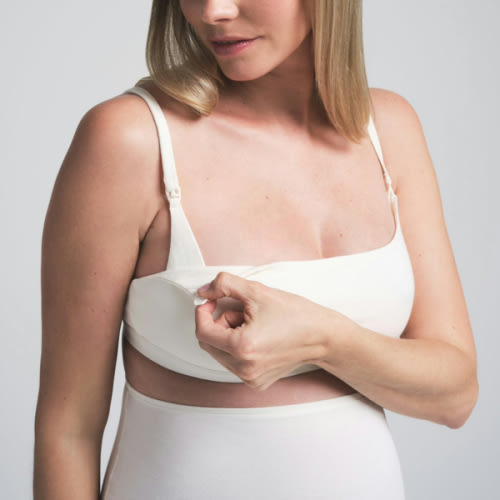 SKIMS COTTON JERSEY MATERNITY NURSING SCOOP BRALETTE | MARBLE