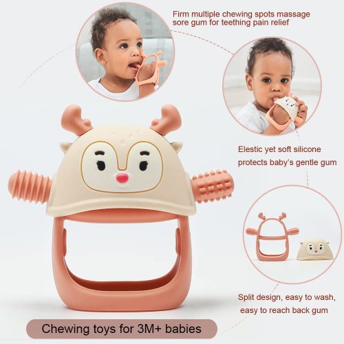 Smily Mia Reindeer Baby Teether Toy, Nude