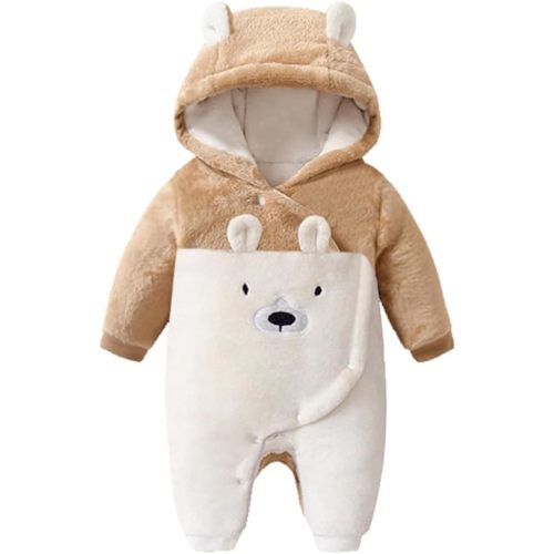 Fairy Baby Newborn Baby Snowsuit Bear Onesie Romper Winter Warm Coat Infant Fleece Footie Jumpsuit for Girls Boys 0-18M