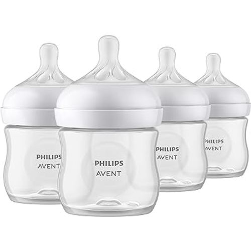 Philips AVENT Natural Baby Bottle with Natural Response Nipple, Clear, 4oz, 4pk, SCY900/04