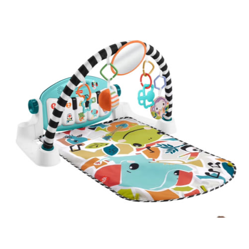 Fisher-Price Baby Playmat Glow and Grow Kick & Play Piano Gym, Blue Musical Learning Toy with Developmental Activities for Newborns 0+ Months