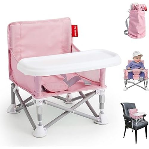 Portable 3-in-1 Baby Booster Seat – Cozy Floor Seat, Feeding Seat with Tray, Toddler Booster – Compact, Foldable, Safe with Child Safety Belt Carry Bag – Perfect for Travel & Family Time