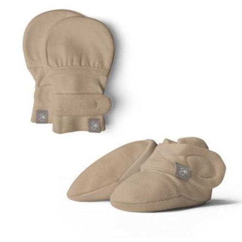 Goumikids Viscose Made From Bamboo + Organic Cotton Stay-on Mitts + Boots, 0-3m, Sandstone