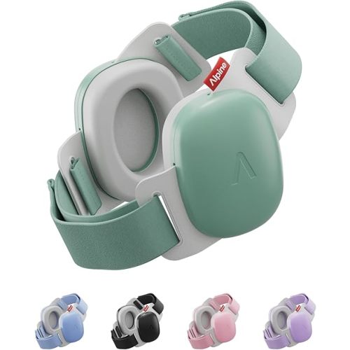 Alpine Muffy Baby Comfort - Protects Hearing for Babies and Toddlers - CE & ANSI Certified - Unique Headband for Safe fit & Comfort - Multi-adjustable for Ages 3-48 Months, 24dB Sound Reduction, Green