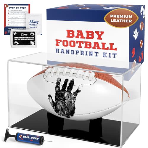Circa Print Baby Football Handprint Kit, Ink Pad for Baby Hand and Footprints - Unique Baby Keepsake for Dads, Baby Shower Present for New Moms, Newborn Gifts