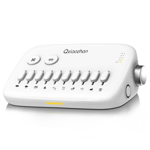 Qxiaozhan White Noise Sound Machine for Sleep with Slider Rail Button for DIY, Rechargeable & Adjustable Volume Sound Machine with 30 Soothing Sounds & Timers for Travel,Insomnia,Adults (Sleek White)