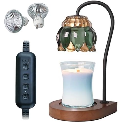 Candle Warmer Lamp - Electric Candle Lamps Timer Adjustable Height, Compatible with All Jar Candles, Gifts, Dimmable Candle Warmer, Candle Holders for Home Decor (DarkGreen)