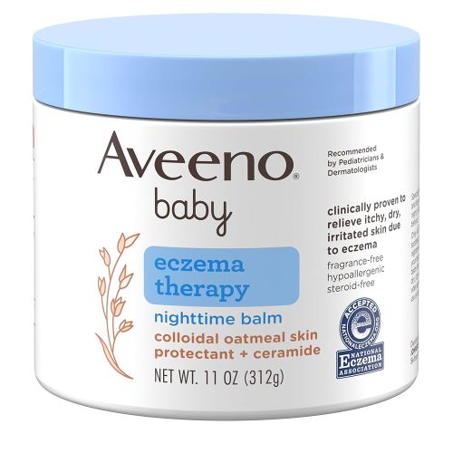 Aveeno Baby Eczema Therapy Nighttime Moisturizing Body Balm, Soothes & Relieves Dry, Itchy Skin from Eczema, HSA/FSA Eligible, Hypoallergenic, Fragrance- & Steroid-Free, 11 oz