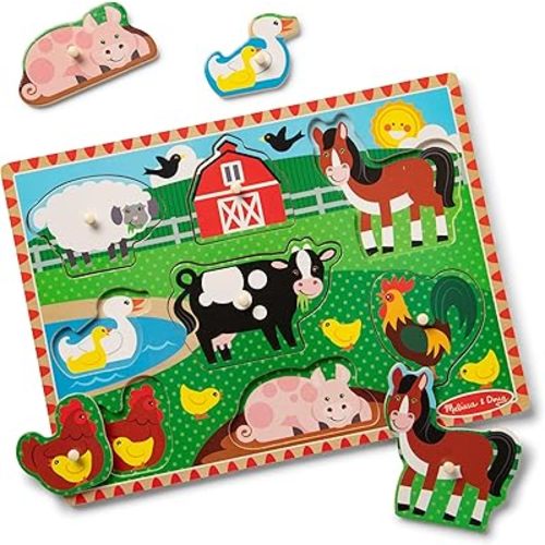 Melissa & Doug Farm Wooden Peg Puzzle (8 pcs)