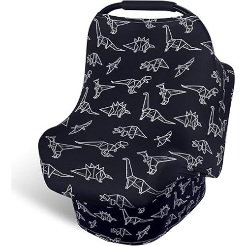 Rquite Baby Car Seat Cover - Breathable Canopy for Infants, Multi-use Nursing Cover for Breastfeeding, Stretchy and Comfortable for Boy or Girl