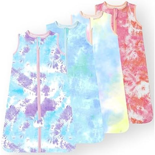 TotAha Baby Sleep Sacks 4-Pack, Buttery Soft Sleepsack 2-Way Safe Zippers, Wearable Blanket Baby Sleep Bag 0.5 TOG