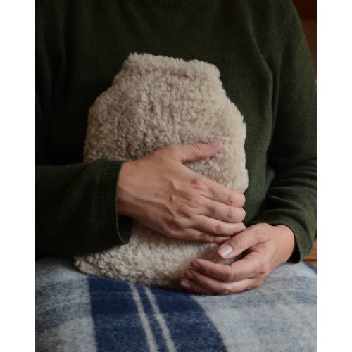 Sheepskin Hot Water Bottle Cover and Insert, Natural, Made in England