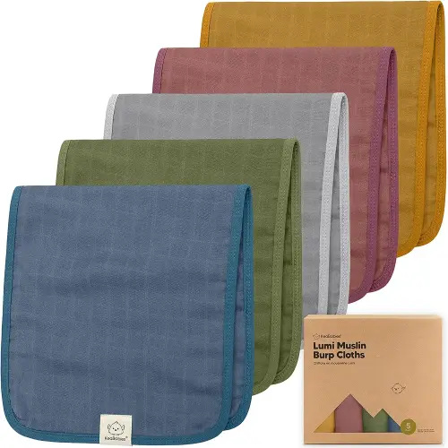 5-Pack Muslin Burp Cloths for Baby Boys, Girls - Baby Burp Cloths Neutral, Soft and Absorbent Burp Clothes, Burping Cloths for Babies, Burp Rags, Baby Girl & Boy Burp Cloth, Baby Essentials (Corals)