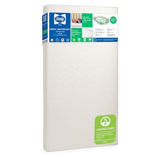 Sealy Baby Infant & Toddler Crib Mattress - Orion 2 Stage Waterproof and Breathable, GREENGUARD GOLD Certified, Made in USA, 52x28