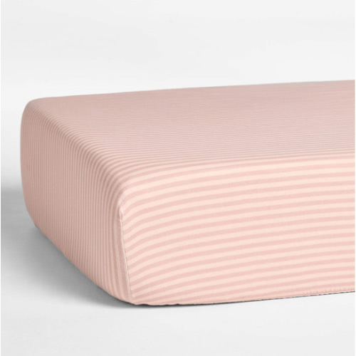 Supersoft Striped Lilac Rose Organic Cotton Gauze Baby Crib Fitted Sheet