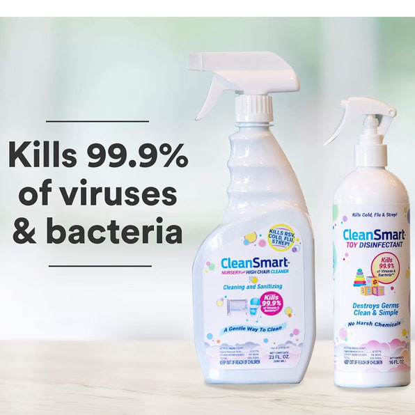 Amazon.com: CleanSmart Toy Disinfectant, Hypochlorous Acid Spray, 16 oz (2 pack) | Kills 99.9% of Viruses, Bacteria and Germs on toys, pacifiers, teethers, sippy cups, bath toys, approved for day care centers