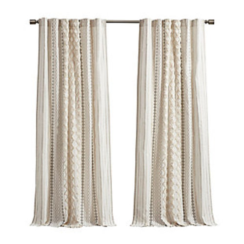 Hills Cotton Printed Curtain Panel with Chenille Stripe and Lining