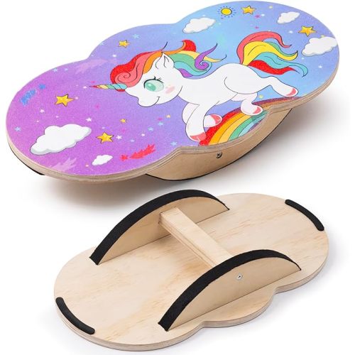 Wooden Balance Board Kids, 360 Degree Rotation With Crossed Base, Balance Wobble Board For Balance, Balance Board Toddler Supporter, Balance Boards for Stability and Core Training