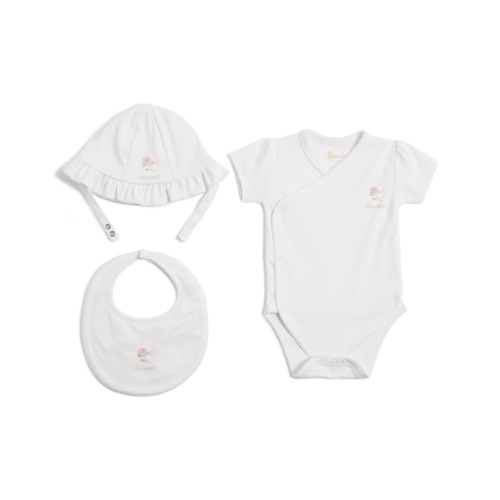 Pima Cotton Embroidered Rose Baby Gift Set