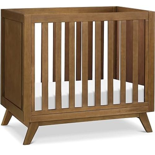 DaVinci Otto 3-in-1 Convertible Mini Crib with 4" Mattress in Walnut, Greenguard Gold Certified
