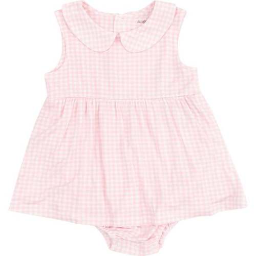 Peter Pan Collar Bubble with Skirt, Mini Gingham Pink - Angel Dear | Maisonette
