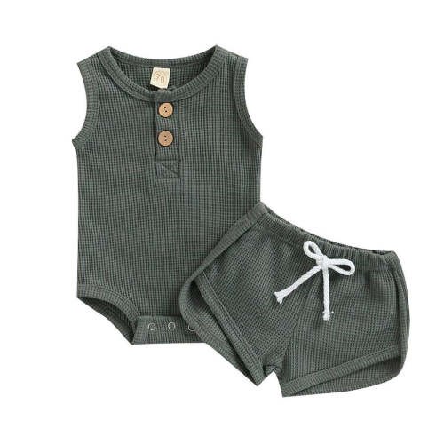 Baby Boy Sleeveless Solid Waffle 2-Piece Outfit Set
– The Trendy Toddlers