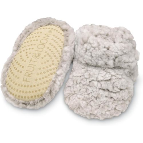 Fruit of the Loom Cozy Thermal Wrap Booties with Non-slip Grips for Baby Girls, Boys, Unisex -
