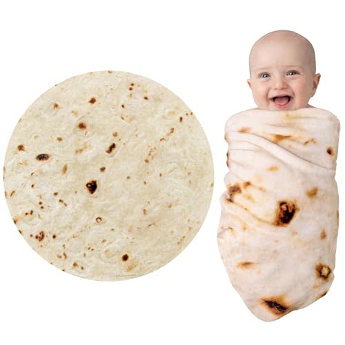 Jorbest Burrito Tortilla Swaddle Blanket Gifts for Baby Toddler Newborn, Tortilla Baby Blanket Funny Gifts for Baby Shower Boys Girls, Food Taco Blanket 285 GSM Flannel Blanket (Yellow, 36 inches)