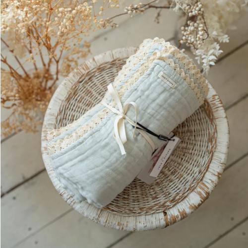 Crinkled Cotton Muslin Gauze Baby Blanket - Seafoam Blue – Before & Ever