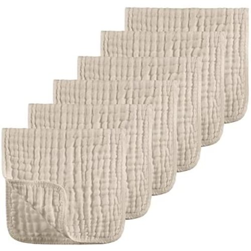 Muslin Burp Cloths 100% Cotton Large 20''x10'' Extra Soft and Absorbent 6 Pack Baby Burping Cloth for Boys and Girls by Looxii (Apricot)