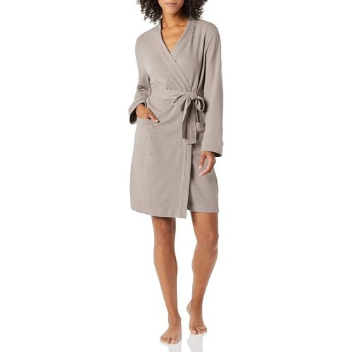 Amazon Essentials Women's Lightweight Waffle Mid-Length Robe (Available in Plus Size) - X-Large - Smokey Grey