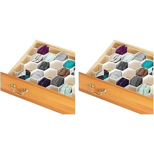 Whitmor 6025-3928 Honeycomb Drawer Organizer, 1 Count (Pack of 2), White