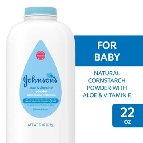Johnson's Cornstarch Unisex Powder for Baby and Toddler with Aloe & Vitamin E, 22 oz