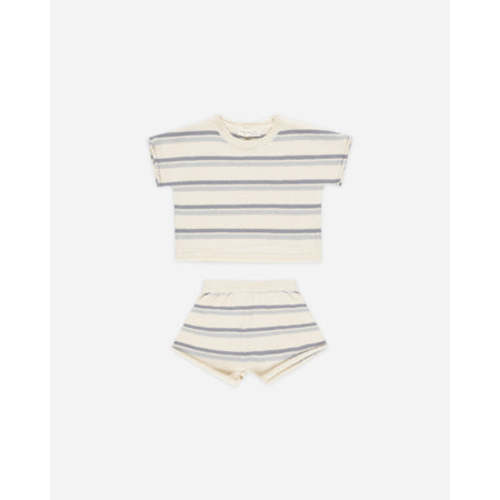 Relaxed Summer Knit Set || Blue Stripe