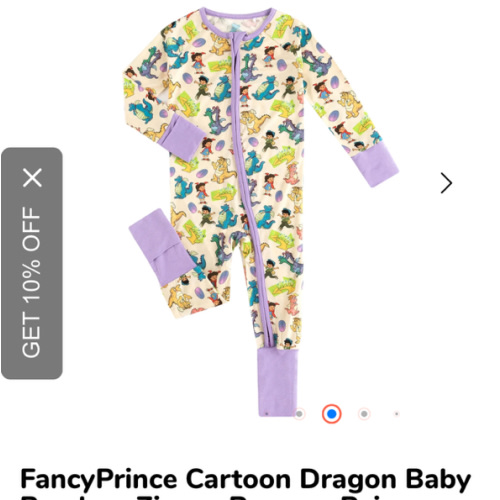 FancyPrince Cartoon Dragon Baby Bamboo Zipper Romper Pajamas