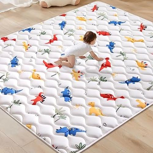 Odorless Premium Foam Baby Play Mat, Soft Microfiber Fabric Crawling Mat for Floor- Comfortable and Hypoallergenic, Non-Slip Cushioned Floor Playpen mat for Infants,Babies,Toddlers