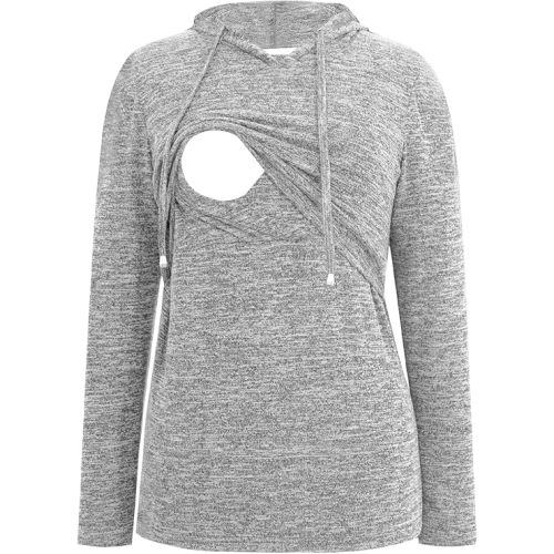 Smallshow Women's Nursing Tops Sweatshirt Long Sleeve Breastfeeding Shirt Hoodie