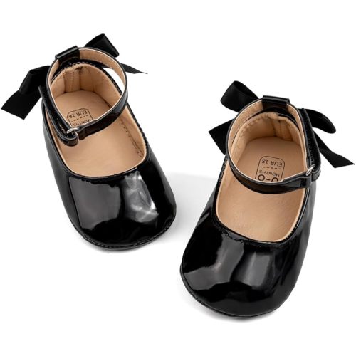 CENCIRILY Infant Baby Girls Mary Jane Flats Non Slip Soft Sole Prewalker Princess Wedding Dress Shoes