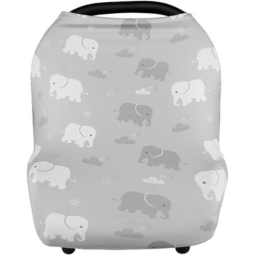 Nursing Cover Breastfeeding, Multi-use Baby Car Seat Covers Boys, Infant Stroller Cover, Stretchy Carseat Canopy, Soft Breathable, Elephant