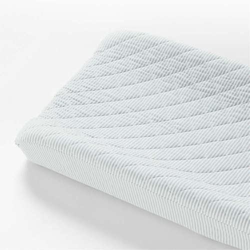 Baby's First Blue Stripe Organic Cotton Heathered Jersey Baby Changing Pad Cover