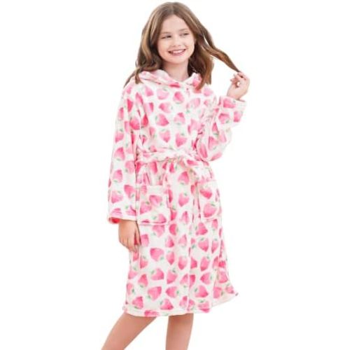 Doctor Unicorn Soft Hooded Rainbow Bathrobe Sleepwear for Girls