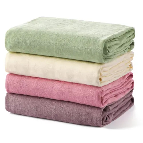 Momcozy Muslin Swaddle Blankets, 4 Pack Ultra Soft Neutral Matching Baby Swaddle Blanket, Breathable Skin Friendly, Large 47 x 47 Inch Swaddling Receiving Blanket for Boy Girl, Light Green