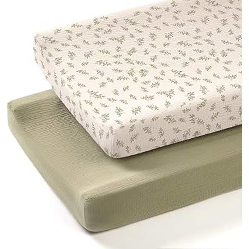 lulumoon Housses de matelas à langer en mousseline : housses de table à langer en coton doux pour garçons et filles