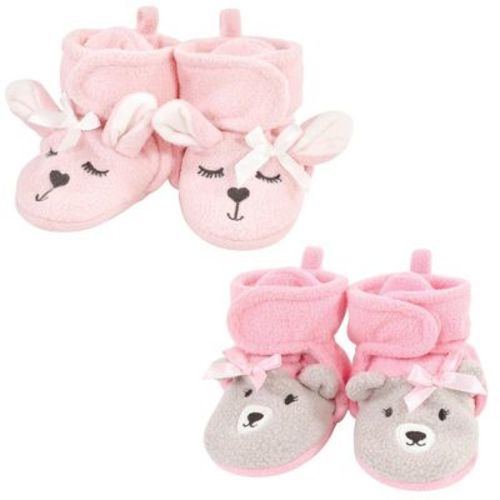 Hudson Baby Infant Girl Cozy Fleece Booties, Bunny Bear, 6-12 Months